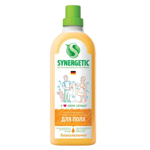 Средство для мытья пола и поверхностей 1 л SYNERGETIC, c дезинфицирующим эффектом, биоразлагаемое, 1