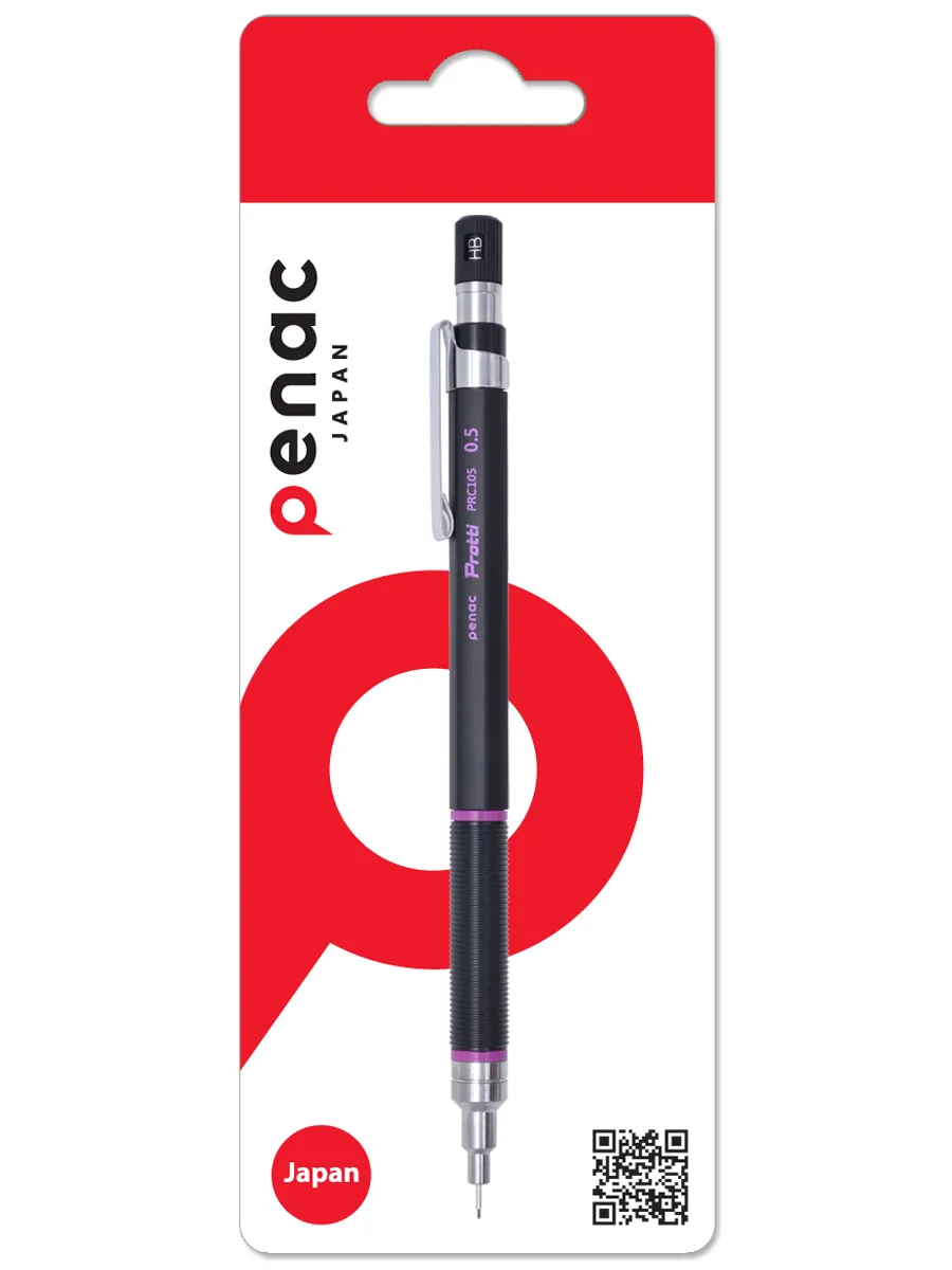 Карандаш механический Penac Protti PRC 105 0,5мм HB черный/малиновый, блистер картон