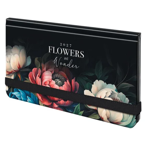 Еженедельник датированный 2027, 171х93 мм, 64 л., BRAUBERG "Flowers", твердый, с резинкой,117838