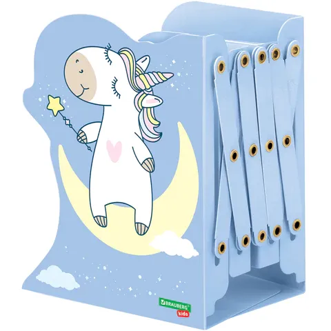 Подставка-держатель для книг и учебников фигурная BRAUBERG KIDS "Unicorn" раздвижная, металлическая,