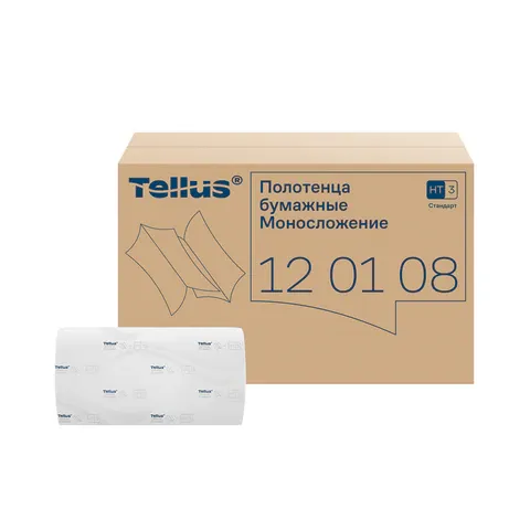 Полотенца бумажные лист. Tellus/TORK "Universal"(ZZ-сл)(H3) 1 слойн., 250л/пач, 23*23см, белые