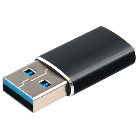 Переходник USB 3.1 AM/Type-C (F), CABLEXPERT 5 Гбит/с, QC3.0, металлический корпус, Pro, черный, A-U