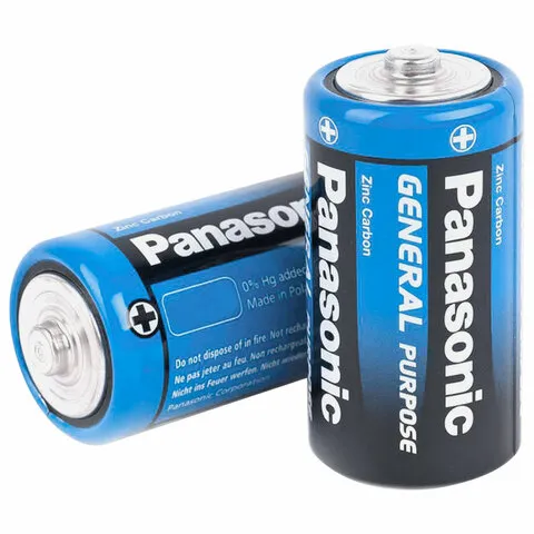 Батарейки PANASONIC D R20 (373), 1,5 В, 1 ШТУКА 1/2