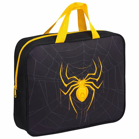 Папка-сумка на молнии с ручками BRAUBERG А4, 1 отделение, полиэстер, 80 мм, "Venomous spider"