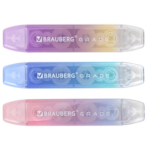 Корректирующая лента двусторонняя BRAUBERG "GRADE PASTEL", 5 мм x 10 м, корпус ассорти, блистер, 273