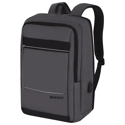 Рюкзак HEIKKI ELECT (ХЕЙКИ) универсальный, отделение для ноутбука, USB-порт, серый, 44х30х16 см, 273