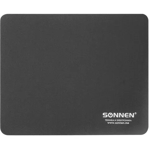 Коврик для мыши SONNEN "BLACK", резина + ткань, 220х180х3 мм, 513309