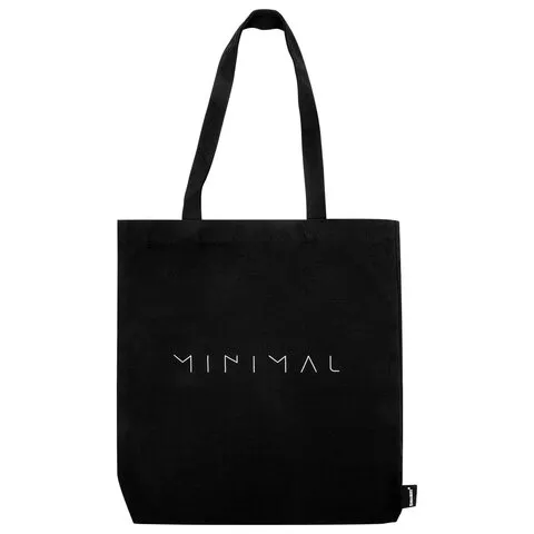 Сумка шоппер BRAUBERG, канвас, 40х35 см, черный, "Minimal", 274649