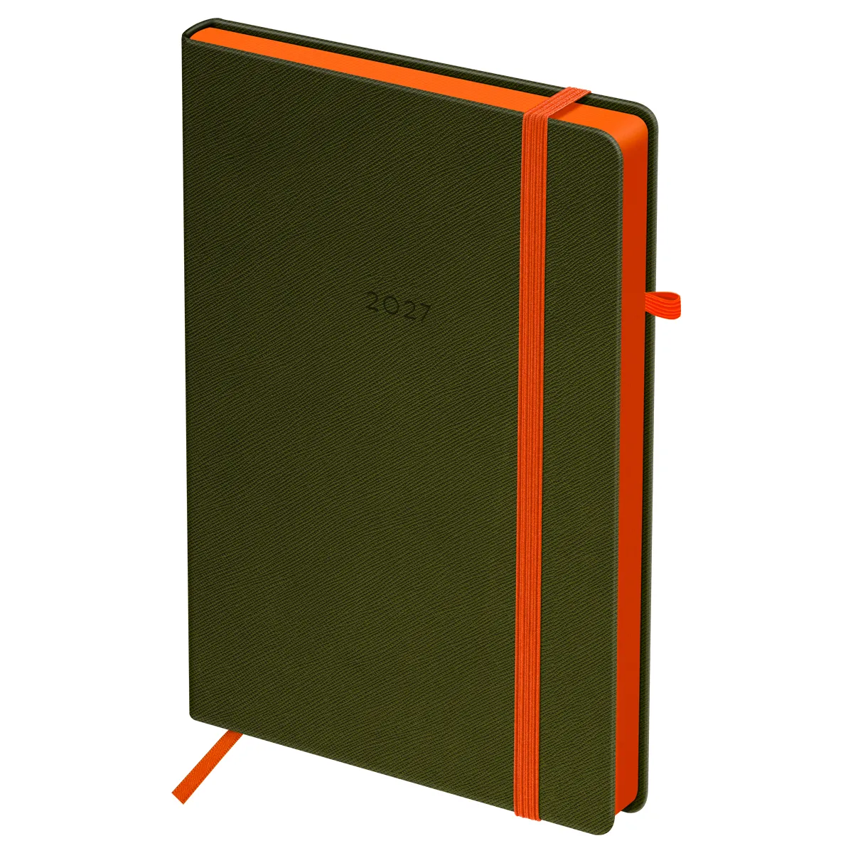 Ежедневник датированный 2027г., А5, 176л., BG "Contrast. Khaki", хаки, тв. переплет, кожзам
