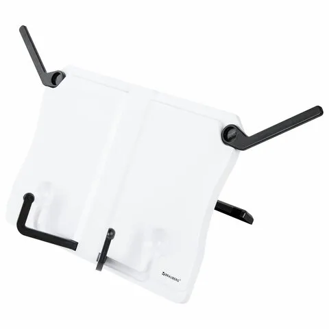 Подставка для книг и учебников BRAUBERG White, регулируемый угол наклона, прочный ABS-пластик, 23806