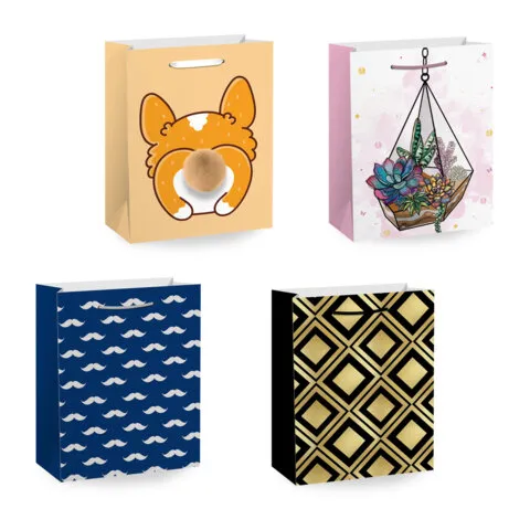 Пакет подарочный (1 штука) 11х6х15 см (S), "Collection Small", ассорти, глиттер, фольга, пушистый хв