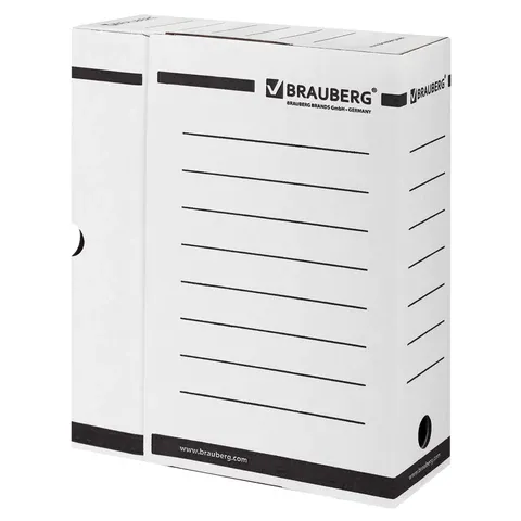 Короб архивный с клапаном А4 (260х325 мм), 100 мм, до 900 листов, плотный, микрогофрокартон, БЕЛЫЙ, 