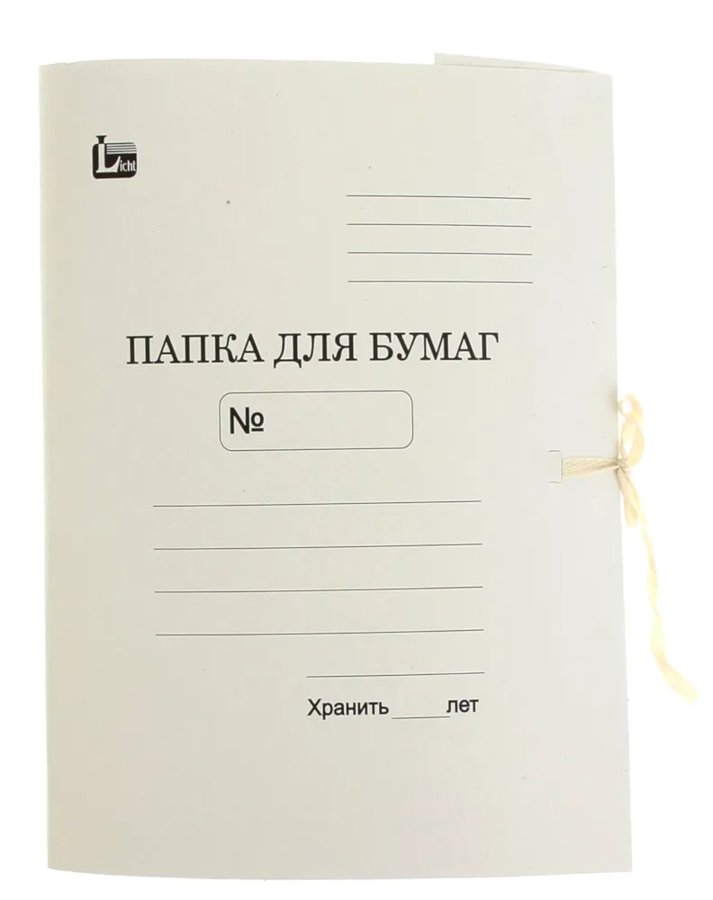 Папка для бумаг с завязками Секретория карт., пл. 250 г/м2 белая (на 200 листов), 51424 уп 1/150