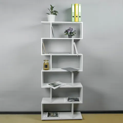 Стеллаж BRABIX "Scandi SH-008", 730х250х1760мм, 6 секций, ЛДСП, белый, 641897, ЦБ013658-1