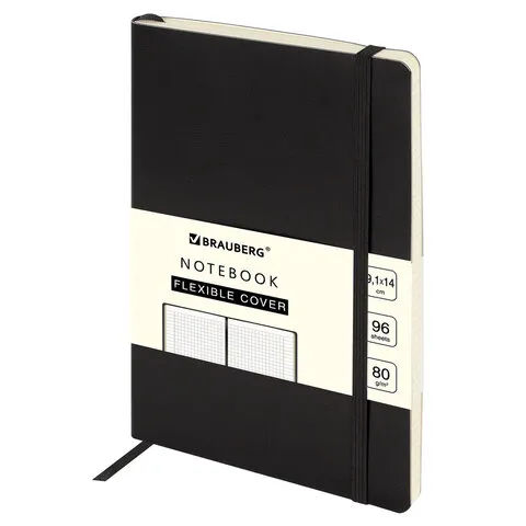 Блокнот МАЛЫЙ ФОРМАТ (96х140 мм) А6, BRAUBERG ULTRA, под кожу, 80 г/м2, 96 л., клетка, черный, 11302