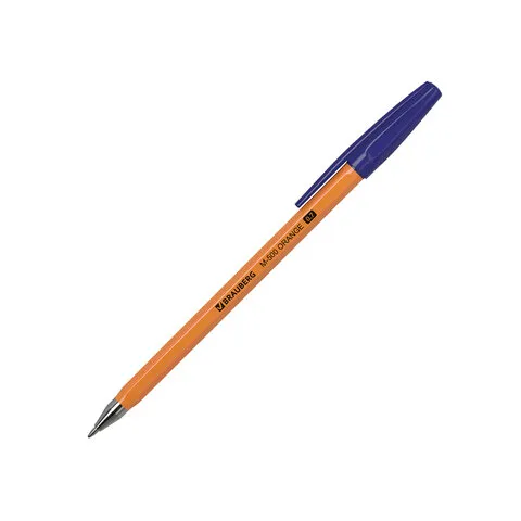 Ручка шариковая BRAUBERG "M-500 ORANGE", СИНЯЯ, корпус оранжевый, узел 0,7 мм, линия письма 0,35 мм,