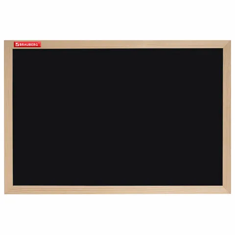 Доска для мела магнитная 30х45 см, черная, деревянная рамка, BRAUBERG Wood, 238801