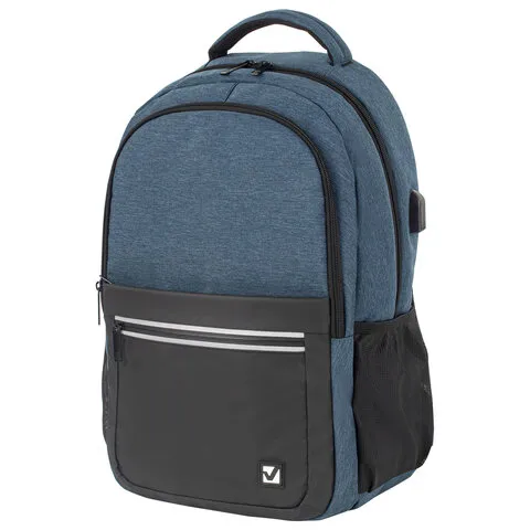 Рюкзак BRAUBERG URBAN универсальный, с отделением для ноутбука, USB-порт, Denver, синий, 46х30х16 см