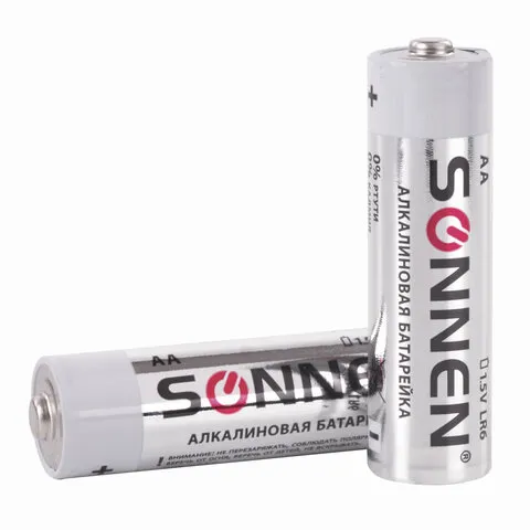 Батарейка SONNEN Alkaline, АА (LR6, 15А), алкалиновые, пальчиковые, короб, 451086