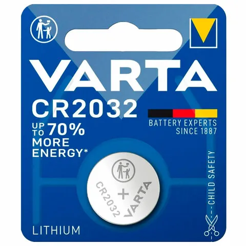 Батарейка литиевая VARTA ELECTRONICS CR2032 "таблетка, дисковая, кнопочная" 1 шт., блистер, 60321014