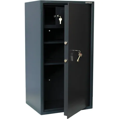 Сейф BRABIX "КМ-900Т", 900х470х400 мм, 51 кг, ключевой замок + 2 полки, трейзер, крепление к стене,