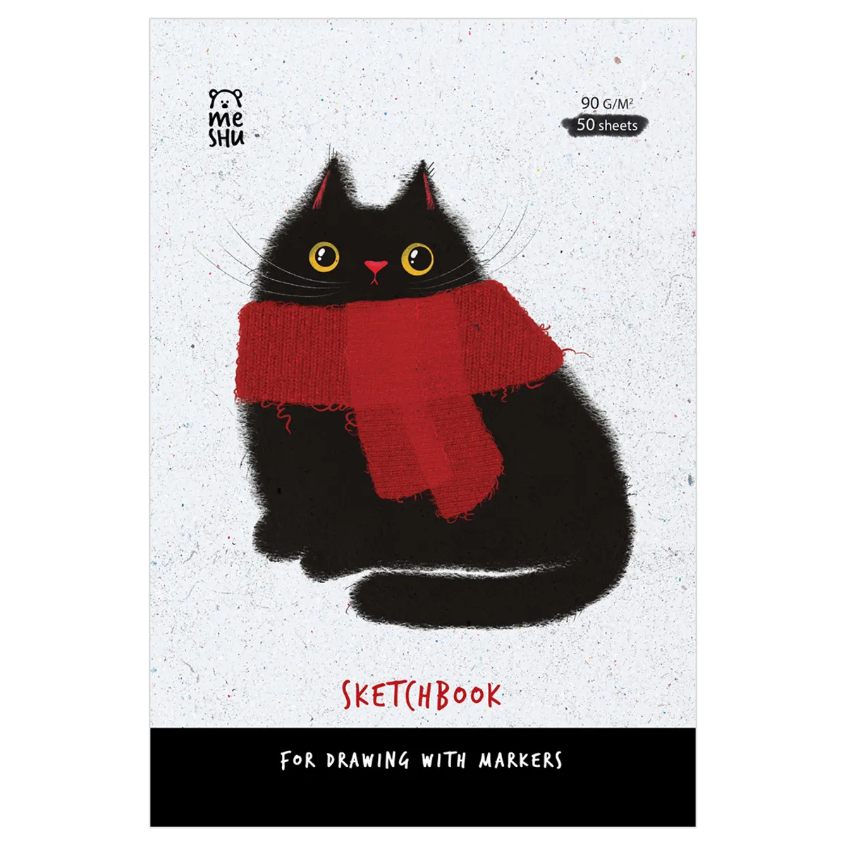 Скетчбук для рисования маркерами 50л. А5 на склейке MESHU "Cat", 90г/м2, soft touch