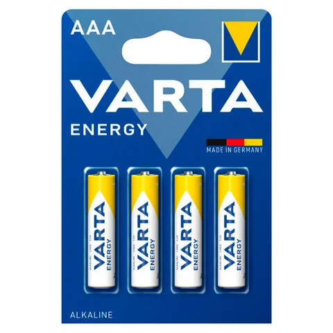 Батарейки алкалиновые "мизинчиковые" КОМПЛЕКТ 4 шт., VARTA ENERGY, ААА (LR03,15А), блистер, 41032294
