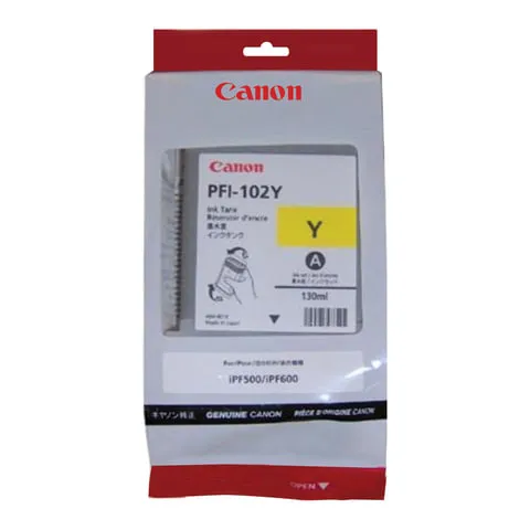 Картридж струйный CANON (PFI-102Y) iPF500/510/F600/605/610/650/655/700/710/720, желтый, оригинальный