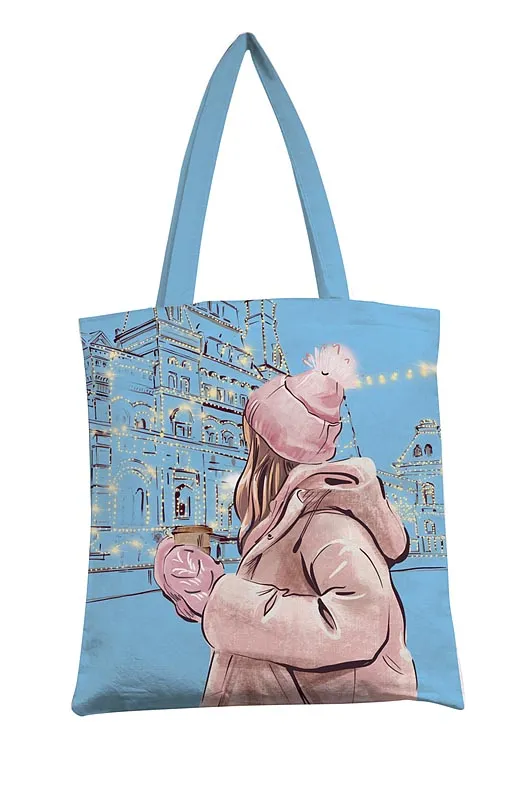 Сумка-шоппер Арт и Дизайн "Девушка и кофе", 35*42см 85806