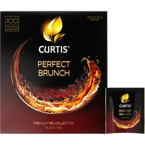 Чай Curtis "Perfect Brunch", черный с послевкусием вишневой косточки, 100 пакетиков по 1.7г