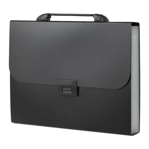 Папка-портфель пластиковая BRAUBERG "Energy" А4 (330х256х32 мм), 7 отделений, черная, 221204