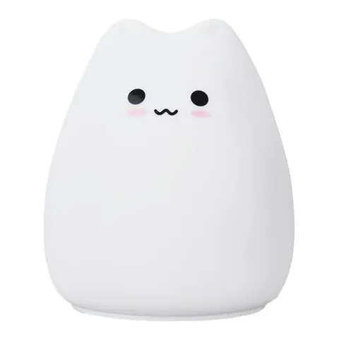 Ночник силиконовый LED "Котик" 90x89x102 мм, белый свет/RGB, таймер, USB, аккумулятор 400 мАч, DASWE