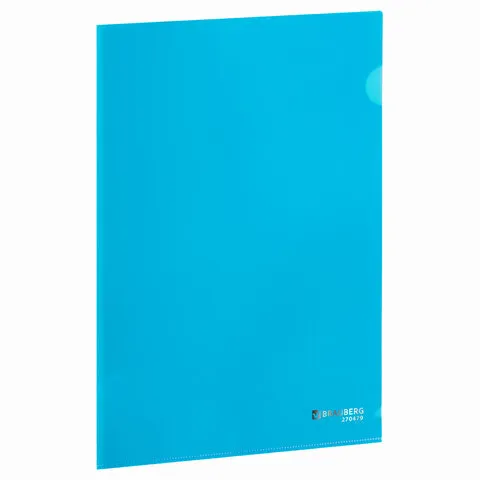 Папка-уголок плотная BRAUBERG SUPER 0,18 мм синяя, 270479
