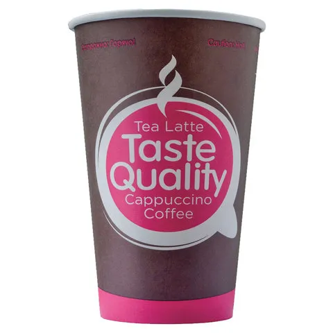 Стаканы одноразовые 400 мл, набор 50 шт., бумажные однослойные, "Taste Quality", холодное/горячее