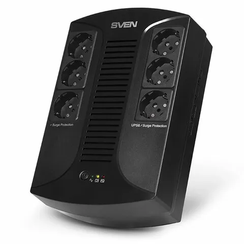 Источник бесперебойного питания Sven UP-L1000E, 6 розеток (3х UPS/сетевой фильтр + 3x сетевой фильтр