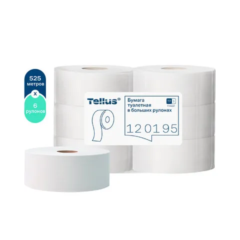Бумага туалетная Tellus/TORK "Universal"(T1) 1 слойн., большой рулон, 525м/рул, цвет натуральный