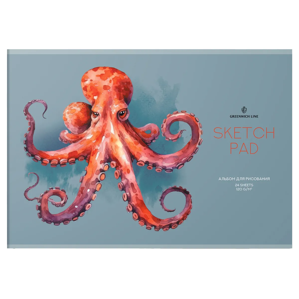 Альбом для рисования 24л., А4, на скрепке Greenwich Line "Octopus", 120г/м2