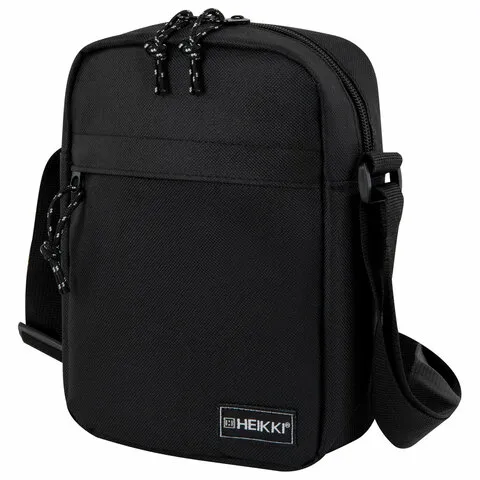 Сумка на плечо HEIKKI COMPACT (ХЕЙКИ), два кармана, черная, 22х17х6 см, 272630
