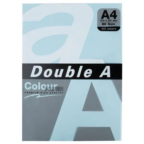 Бумага цветная DOUBLE A, А4, 80г/м2, 100 л, (5 цветов x 20 листов), микс пастель, ш/к