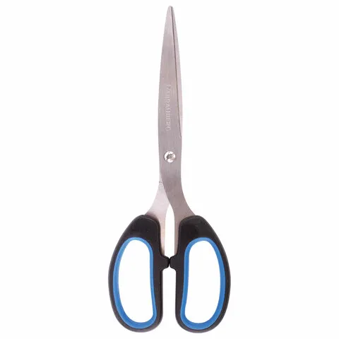 Ножницы BRAUBERG "Classic+", 205 мм, классической формы, резиновые вставки, черно-синие, 236449