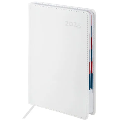 Ежедневник датированный 2026 А5 148х218мм GALANT White, под кожу, белый, 117494