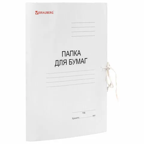 Папка для бумаг с завязками картонная мелованная BRAUBERG, гарантированная плотность 320 г/м2, до 20