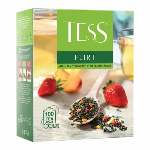 Чай Tess "Flirt", зеленый, 100 фольг. пакетиков по 1,5г