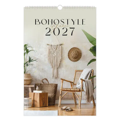 Календарь на гребне с ригелем 2027 г., 30х45 см, BRAUBERG "Бохо", 118376