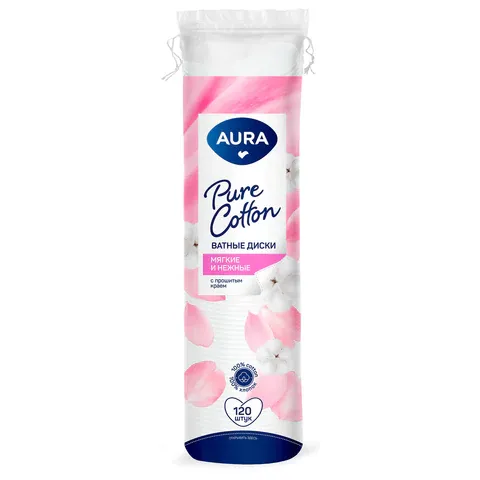 Ватные диски 120 шт., AURA, двусторонние, 20704, 6354