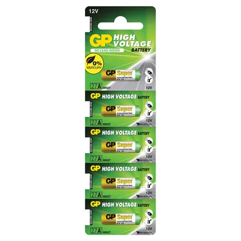 Батарейки GP High Voltage, 27 A, алкалиновая, для сигнализаций, 1 шт., в блистере (отрывной блок), 2