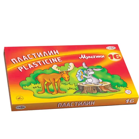 Пластилин Гамма "Мультики", 16 цветов, 320г, со стеком, картон. упак.