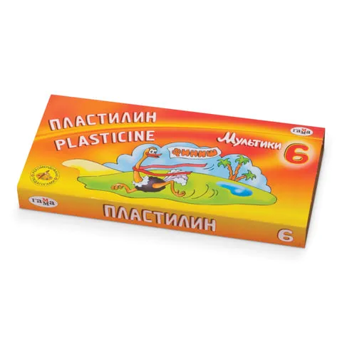 Пластилин Гамма "Мультики", 06 цветов, 120г, со стеком, картон. упак.