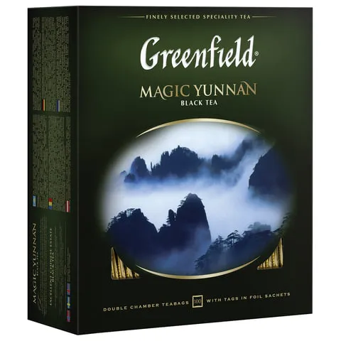 Чай GREENFIELD (Гринфилд) "Magic Yunnan" ("Волшебный Юньнань"), черный, 100 пакетиков в конвертах по