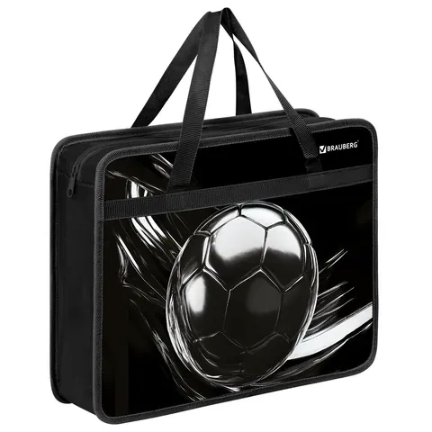 Папка на молнии с ручками BRAUBERG А4, 1 отделение, пластик, 80 мм, "Metal ball", 274499